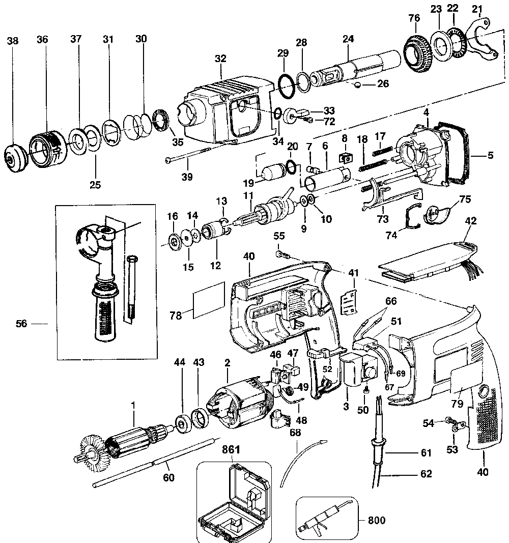 Page A Diagram and Parts List for 5056K Type 200 Black and Decker Hammer